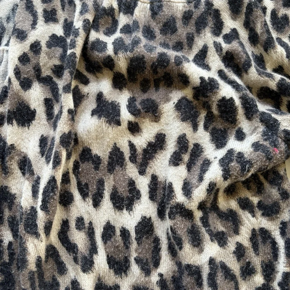 Chico's Leopard Print Silk Angora Open Shrug Cardigan Sweater Sz 3 A3259